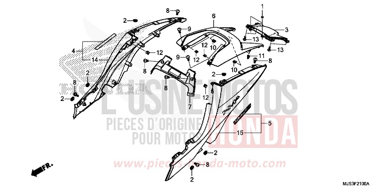 REAR COWL for NC750J MAT BALLISTIC BLACK METALLIC (NHA86) from 2015