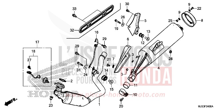 EXHAUST MUFFLER (NC750JF,G) for NC750J MAT BALLISTIC BLACK METALLIC (NHA86) from 2015