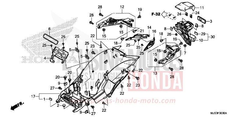 REAR FENDER for NC750J MAT BALLISTIC BLACK METALLIC (NHA86) from 2015