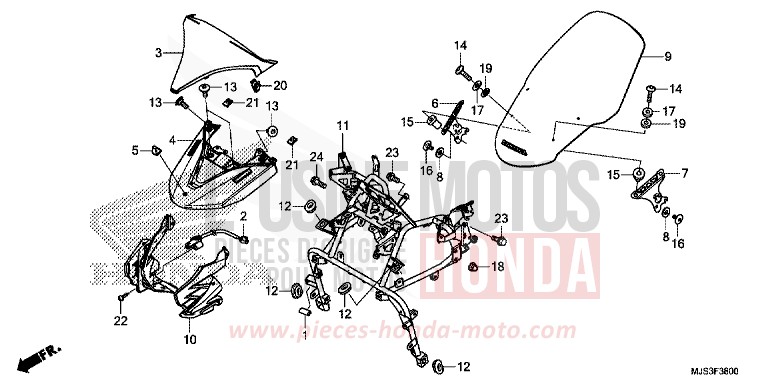 WINDSCREEN/FRONT GARNISH for NC750J MAT BALLISTIC BLACK METALLIC (NHA86) from 2015