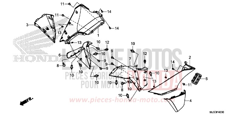 SIDE COWL for NC750J MAT BALLISTIC BLACK METALLIC (NHA86) from 2015
