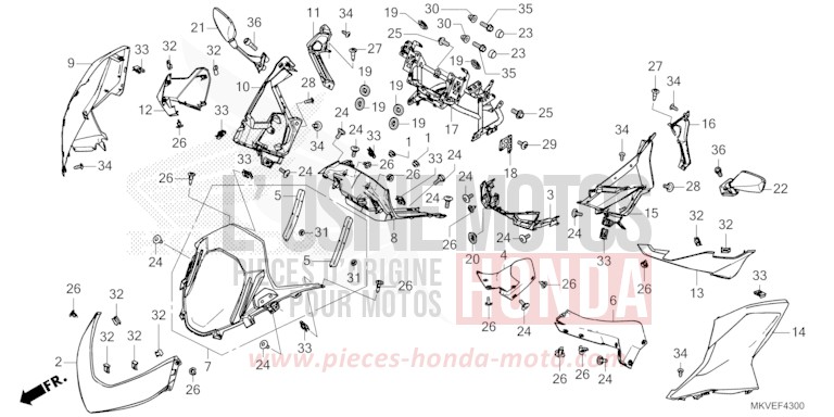 FRONT COWL/MIRROR for NSS750 MAT BALLISTIC BLACK METALLIC (NHA86) from 2025