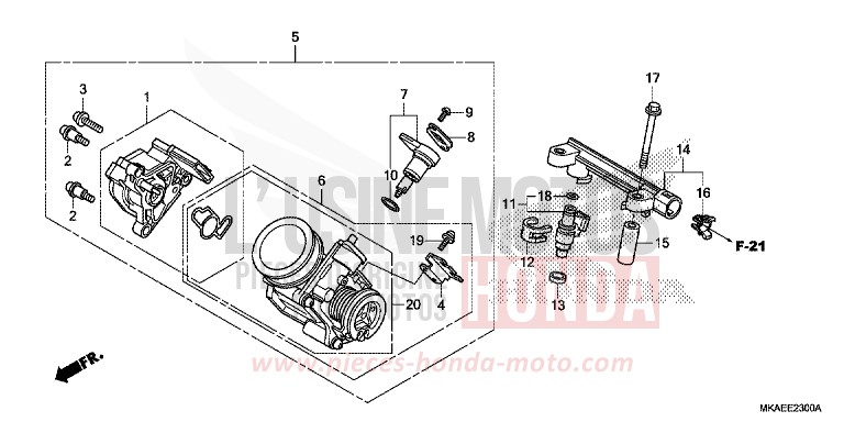 THROTTLE BODY for NC750D MAT ALPHA SILVER METALLIC (NHB73) from 2018