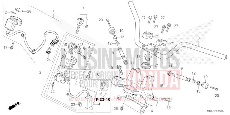 HANDLE PIPE/TOP BRIDGE for NC750D CANDY CHROMOSPHERE RED (R381) from 2019