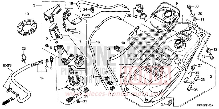 FUEL TANK/FUEL PUMP for NC750D CANDY CHROMOSPHERE RED (R381) from 2019