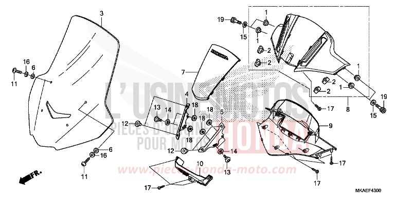 METER VISOR/WINDSCREEN for NC750D CANDY CHROMOSPHERE RED (R381) from 2019
