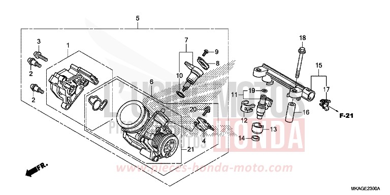 THROTTLE BODY for NC750S SWORD SILVER METALLIC (NHA95Y) from 2018