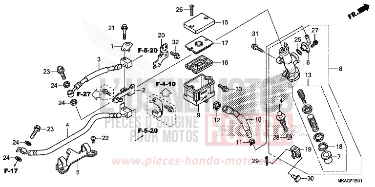 REAR BRAKE MASTER CYLINDER (NC750SA/SD) for NC750S SWORD SILVER METALLIC (NHA95Y) from 2018