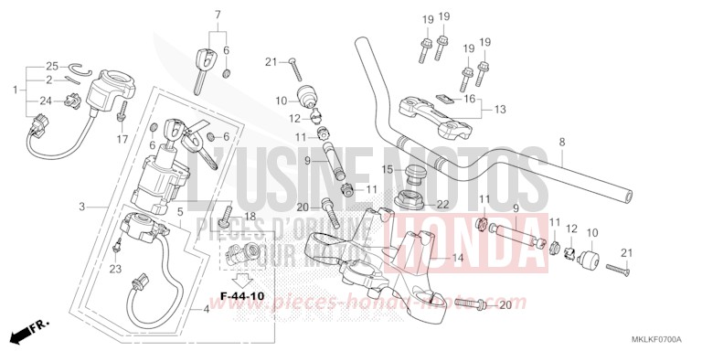 HANDLE PIPE/TOP BRIDGE for NC750S GRAPHITE BLACK (NHB01N) from 2019