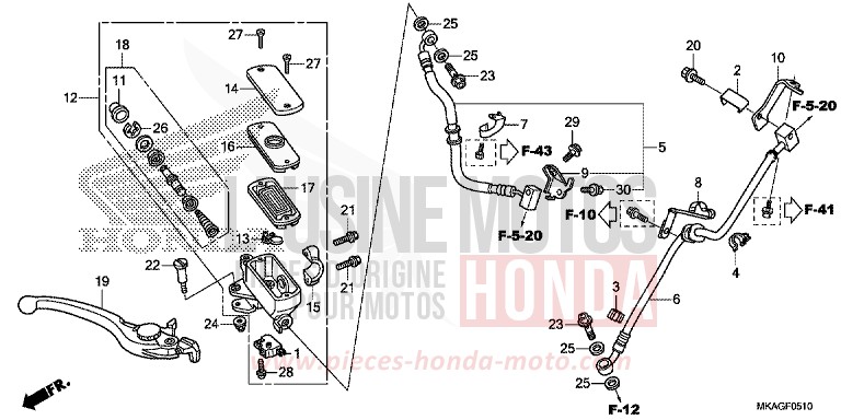 FRONT BRAKE MASTER CYLINDER (NC750SA/SD) for NC750S SWORD SILVER METALLIC (NHA95Y) from 2018