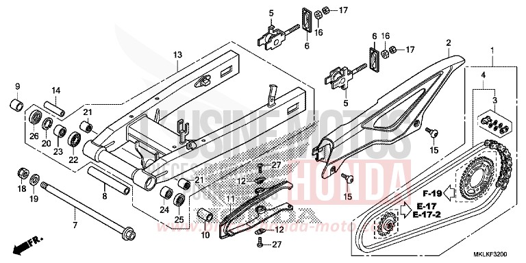 SWINGARM for NC750S CANDY CHROMOSPHERE RED (R381) from 2019