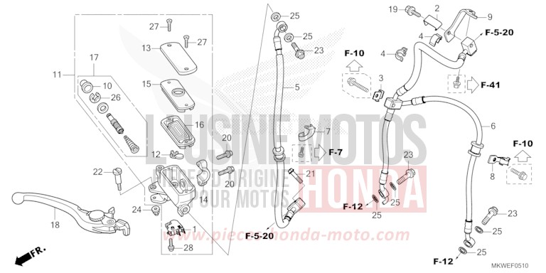 FRONT BRAKE MASTER CYLINDER for NC750X FIGHTING RED (R134) from 2025