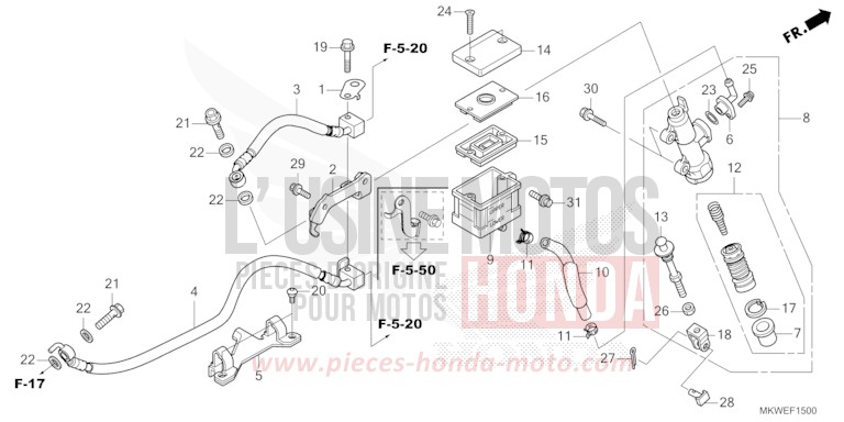 REAR BRAKE MASTER CYLINDER for NC750X FIGHTING RED (R134) from 2025