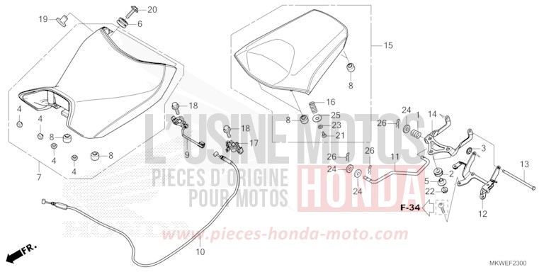 SEAT for NC750X FIGHTING RED (R134) from 2025