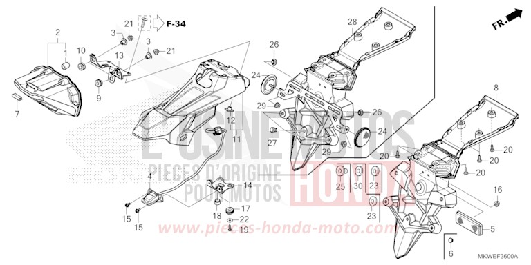 TAILLIGHT/LICENSE LIGHT for NC750X FIGHTING RED (R134) from 2025