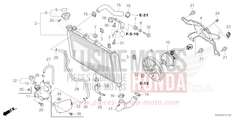 RADIATOR for NC750X FIGHTING RED (R134) from 2025