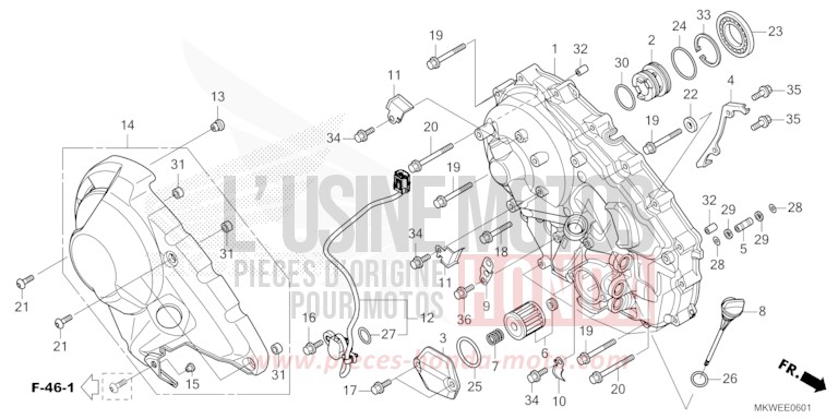 RIGHT CRANKCASE COVER (NC750XD) for NC750X FIGHTING RED (R134) from 2025