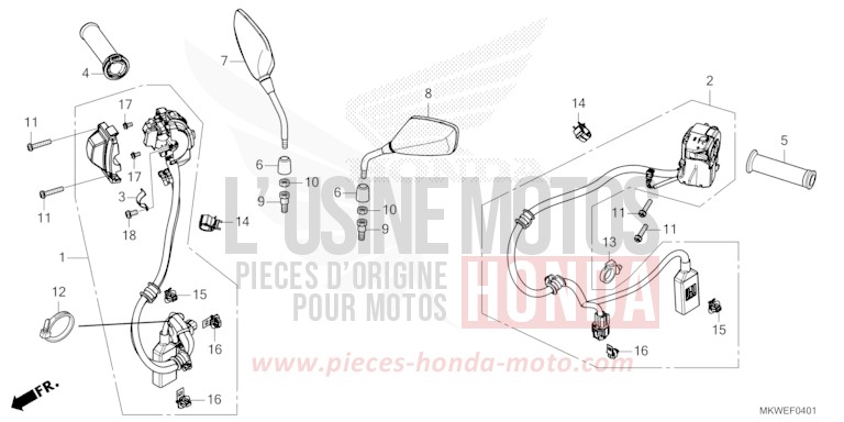SWITCH/GRIP/MIRROR (NC750XD) for NC750X FIGHTING RED (R134) from 2025