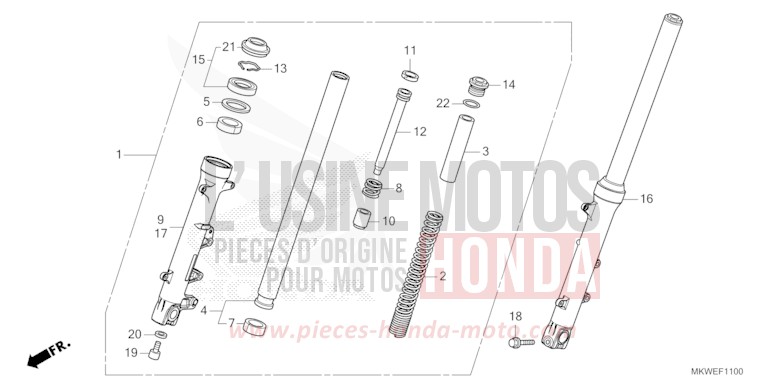 FRONT FORK for NC750X FIGHTING RED (R134) from 2025