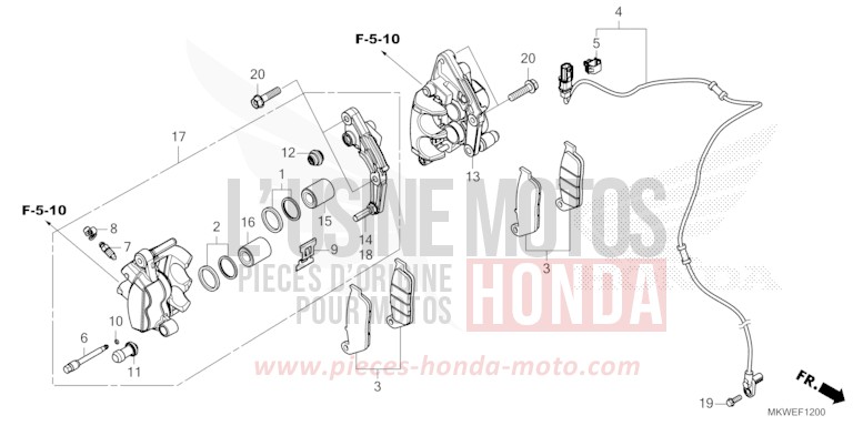 FRONT BRAKE CALIPER for NC750X FIGHTING RED (R134) from 2025