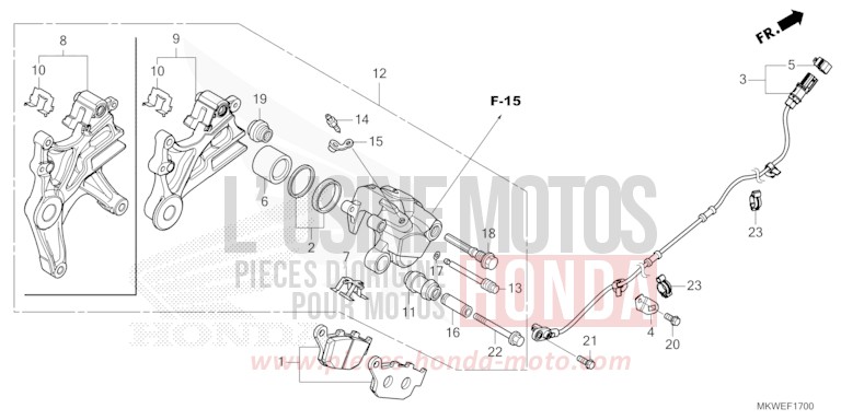 REAR BRAKE CALIPER for NC750X FIGHTING RED (R134) from 2025