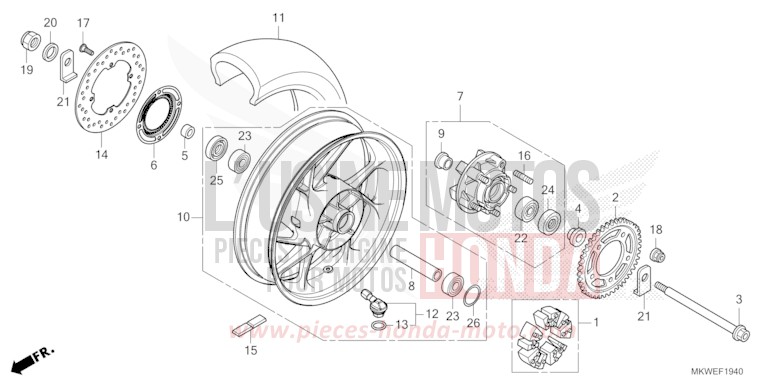 REAR WHEEL for NC750X FIGHTING RED (R134) from 2025