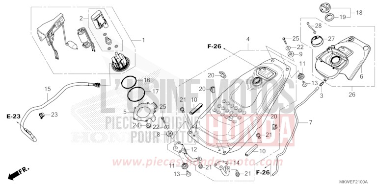 FUEL TANK/FUEL PUMP for NC750X FIGHTING RED (R134) from 2025