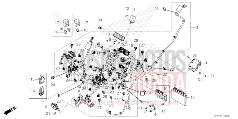 WIRE HARNESS for NC750X FIGHTING RED (R134) from 2025