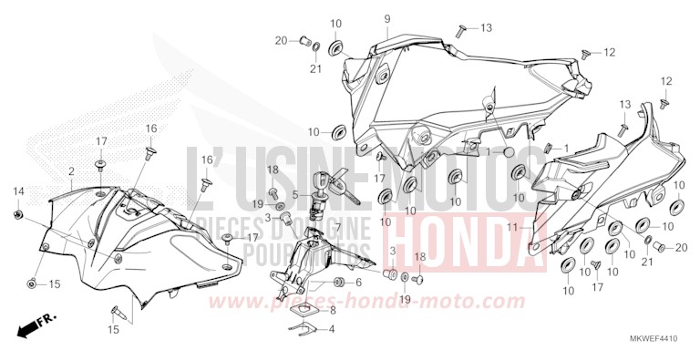 CENTER COVER/SHELTER for NC750X FIGHTING RED (R134) from 2025