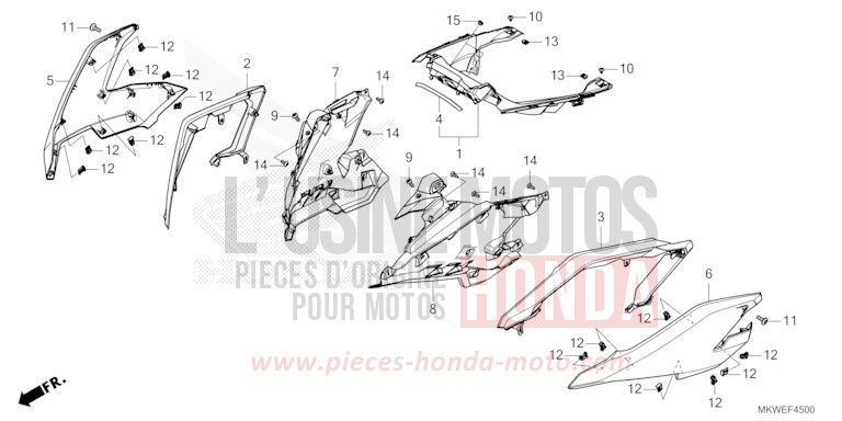MIDDLE COWL for NC750X FIGHTING RED (R134) from 2025