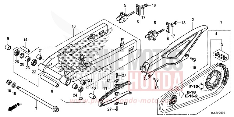 SWING ARM for NC750X GRAPHITE BLACK (NHB01) from 2014