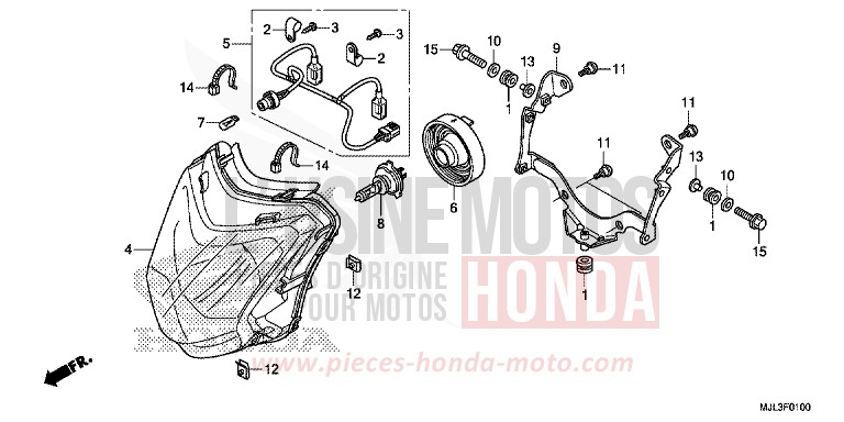 HEADLIGHT for NC750X MAT PEARL GLARE WHITE (NHB54) from 2014