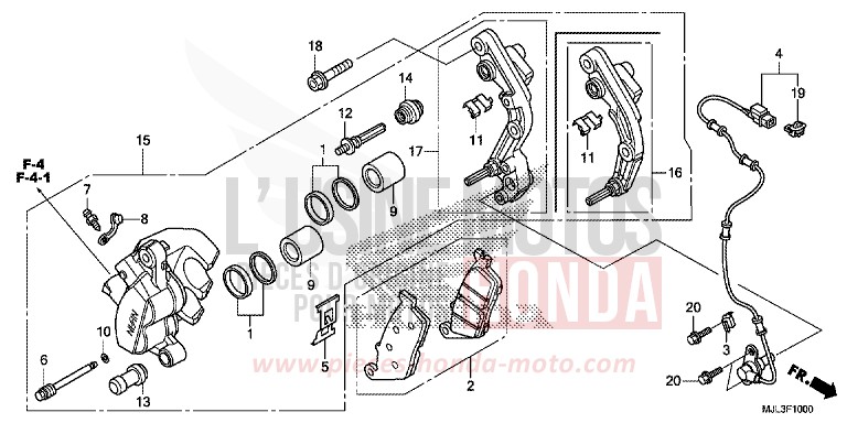 FRONT BRAKE CALIPER for NC750X MAT PEARL GLARE WHITE (NHB54) from 2014