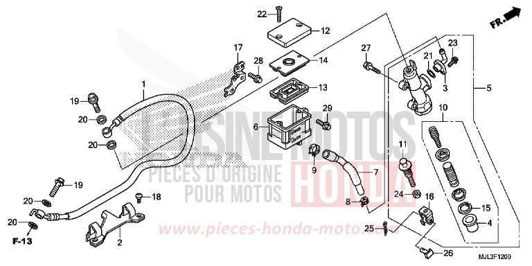 REAR BRAKE MASTER CYLINDER (NC750X) for NC750X MAT PEARL GLARE WHITE (NHB54) from 2014