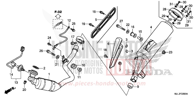 EXHAUST MUFFLER for NC750X SWORD SILVER METALLIC (NHA95) from 2014