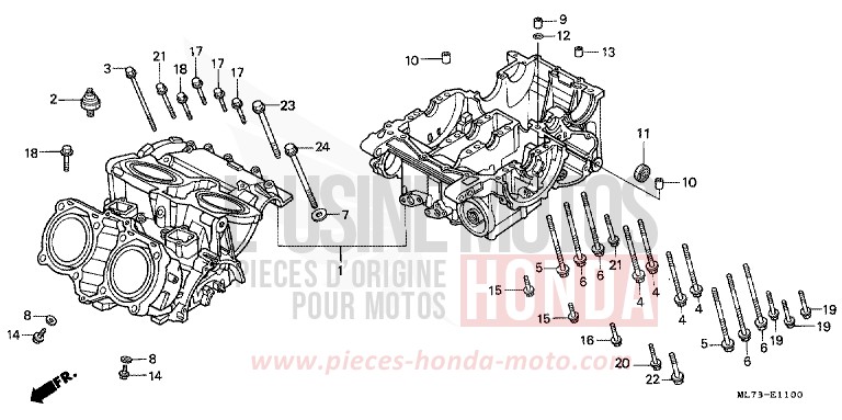 CRANKCASE SET for VFR750F CANDY WAVE BLUE-U (PB161CU) from 1986