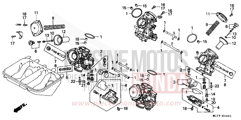CARBURETOR (2) for VFR750F CANDY WAVE BLUE-U (PB161CU) from 1986