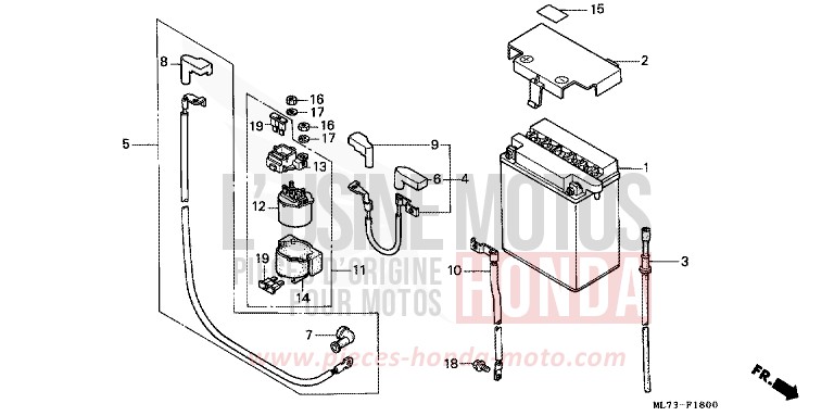 BATTERY for VFR750F CANDY WAVE BLUE-U (PB161CU) from 1986