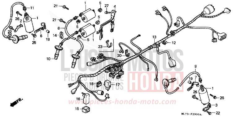 WIRE HARNESS/ IGNITION COIL for VFR750F CANDY WAVE BLUE-U (PB161CU) from 1986