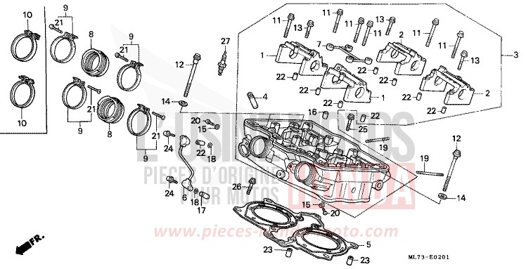 CYLINDER HEAD (2) for VFR750F PEARL CRESCENT WHITE-A (NH139PA) from 1986