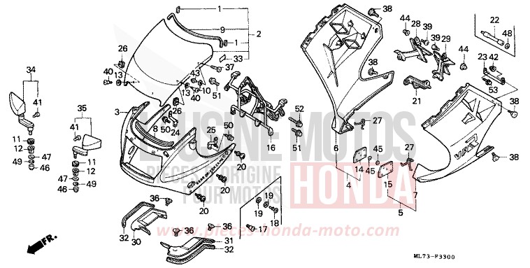 COWL (1) for VFR750F PEARL CRESCENT WHITE-A (NH139PA) from 1986