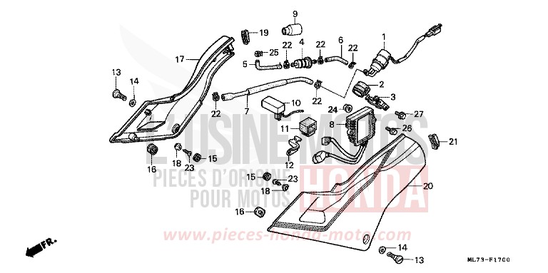 SIDE COVER/FUEL PUMP/ RECTIFIER for VFR750F PEARL DIANA BLUE (PB174P) from 1986