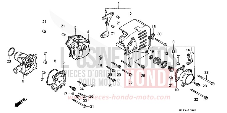 LEFT COVER/WATER PUMP for VFR750F SHASTA WHITE (NH138) from 1986