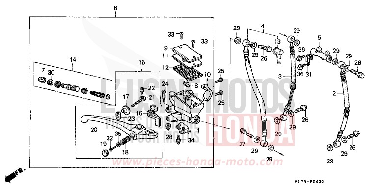 FRONT BRAKE MASTER CYLINDER (1) for VFR750F SHASTA WHITE (NH138) from 1986
