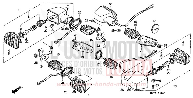 WINKER (1) for VFR750F CANDY WAVE BLUE-U (PB161CU) from 1987