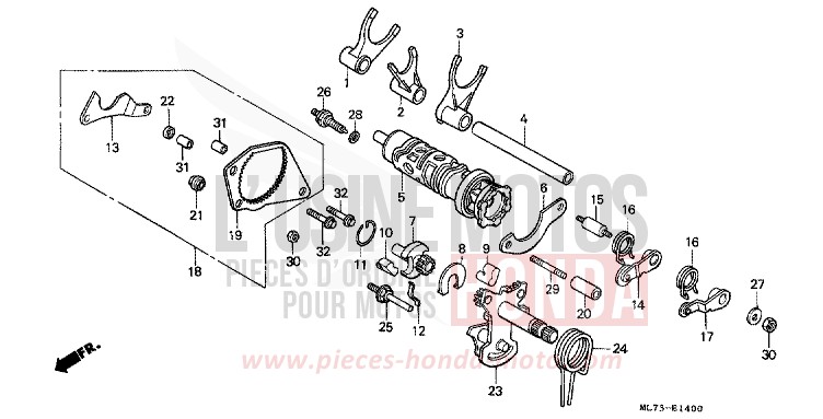 GEARSHIFT DRUM (1) for VFR750F GRANITE BLUE METALLIC-U (PB184MU) from 1987