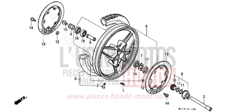 FRONT WHEEL (1) for VFR750F GRANITE BLUE METALLIC-U (PB184MU) from 1987