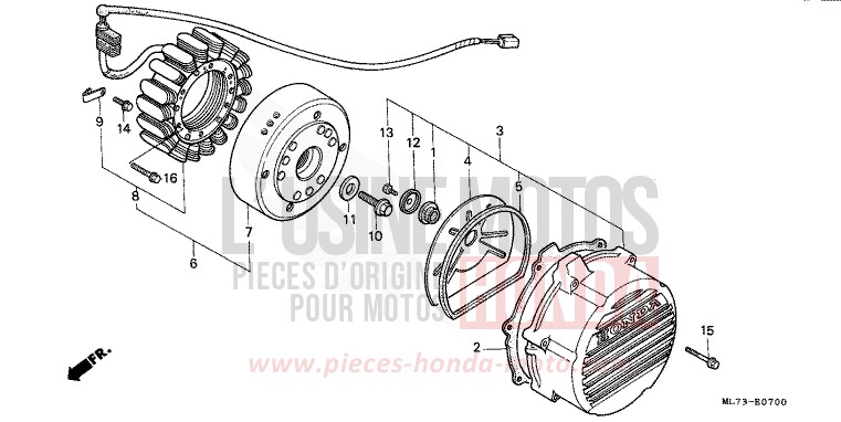 GENERATOR (1) for VFR750F PEARL CRESCENT WHITE-A (NH139PA) from 1987