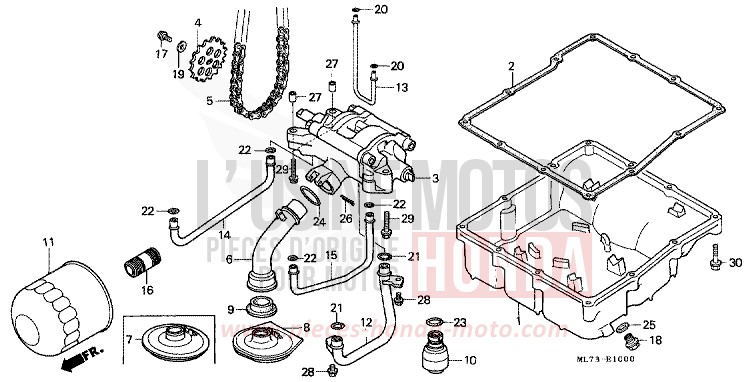 OIL FILTER/OIL PAN/ OIL PUMP for VFR750F PEARL CRESCENT WHITE-A (NH139PA) from 1987