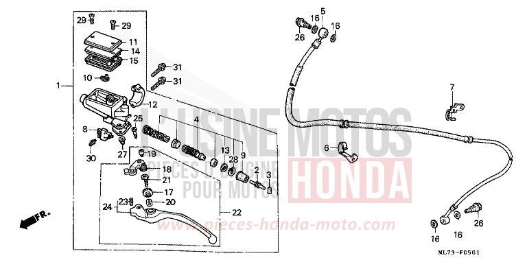 CLUTCH MASTER CYLINDER (2) for VFR750F PEARL CRESCENT WHITE-A (NH139PA) from 1987